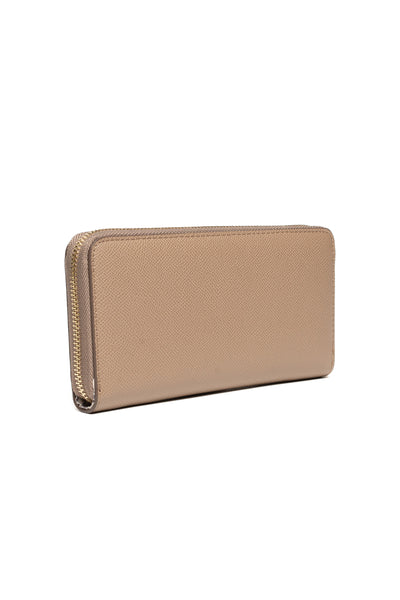 Portafoglio Jasmine con zip in ecopelle colore Beige