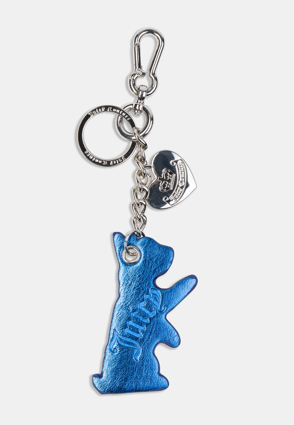 Portachiavi Juicy Couture con charm cagnolino metallizzato blu