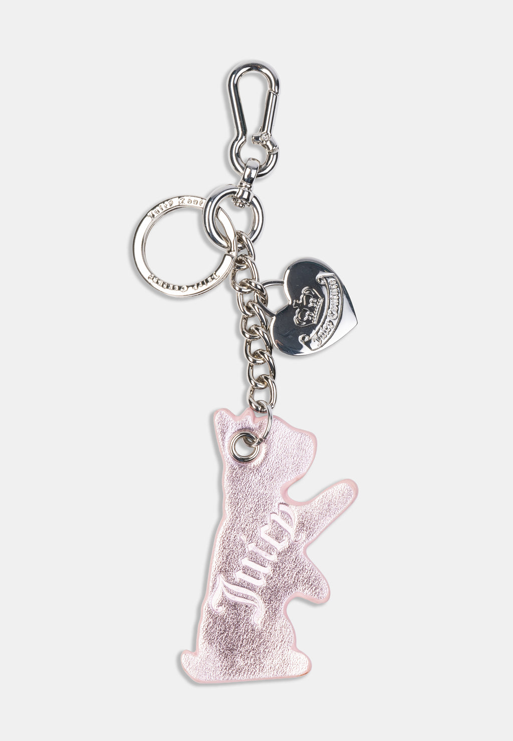 Portachiavi Juicy Couture con charm cagnolino metallizzato rosa