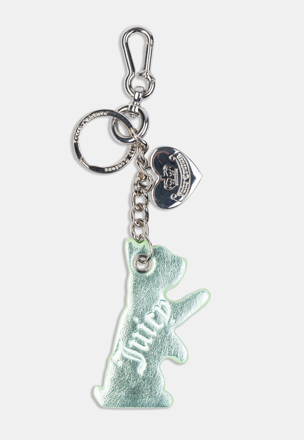 Portachiavi Juicy Couture con charm cagnolino metallizzato verde