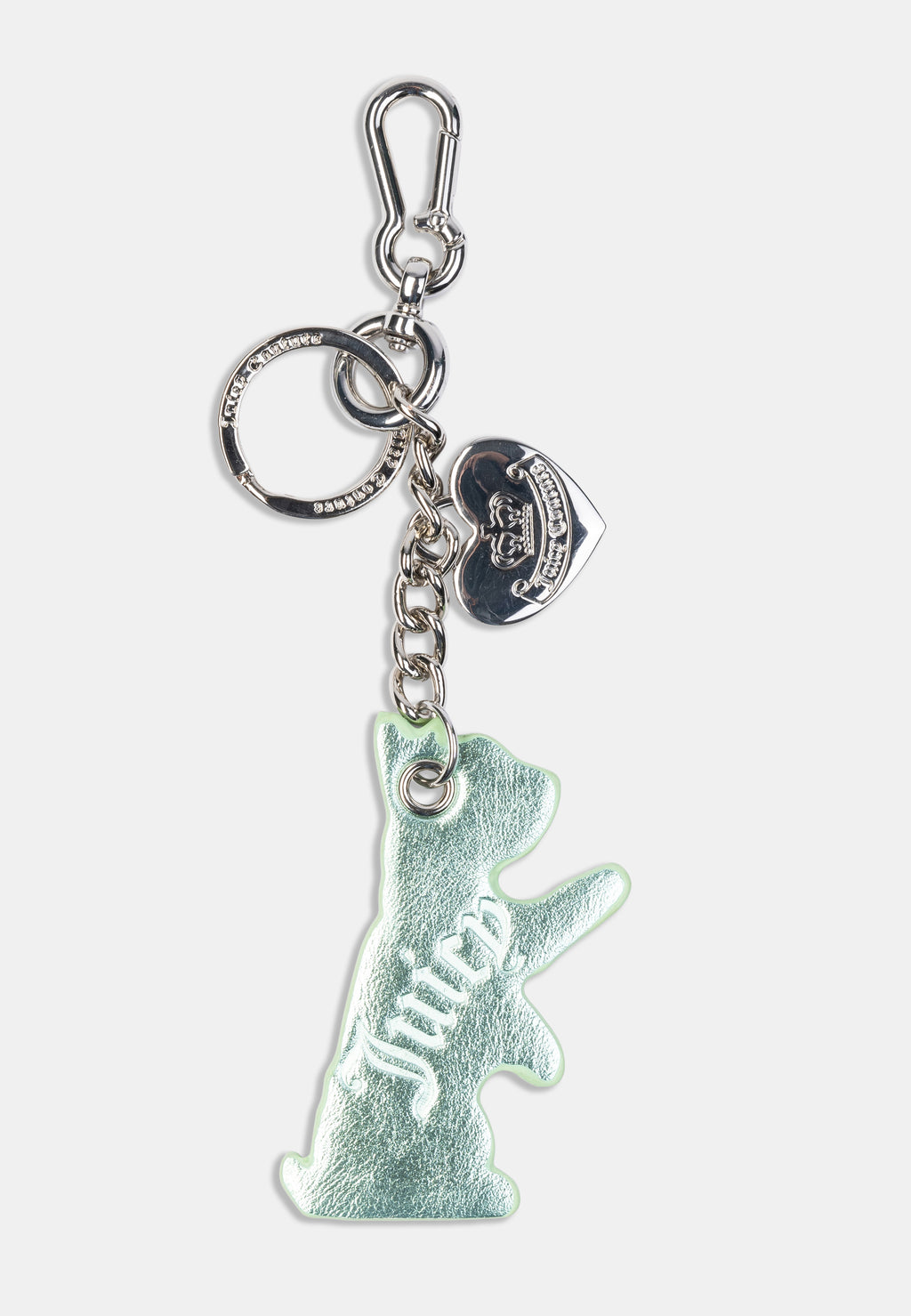Portachiavi Juicy Couture con charm cagnolino metallizzato verde